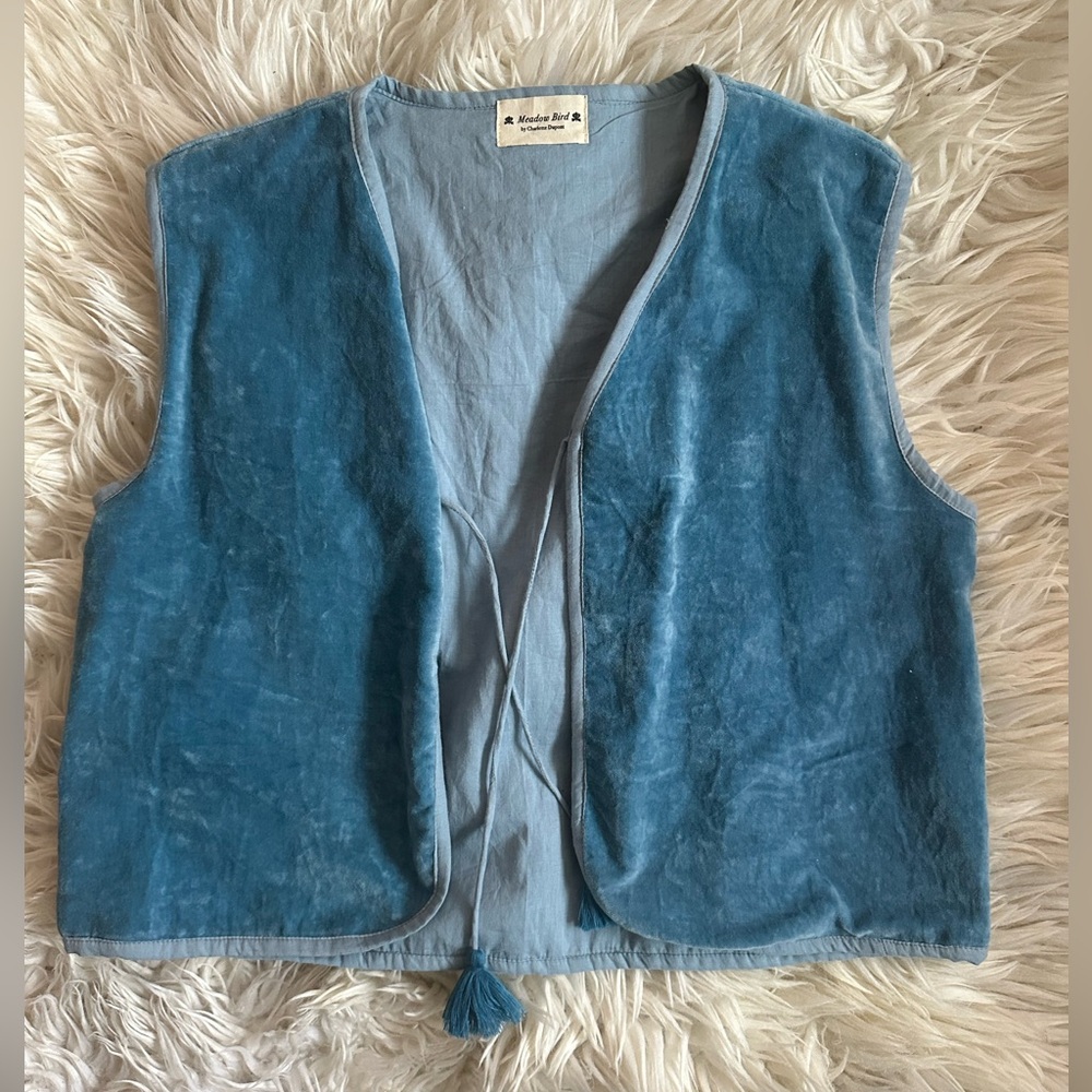 Tassel Tie Velvet Vest